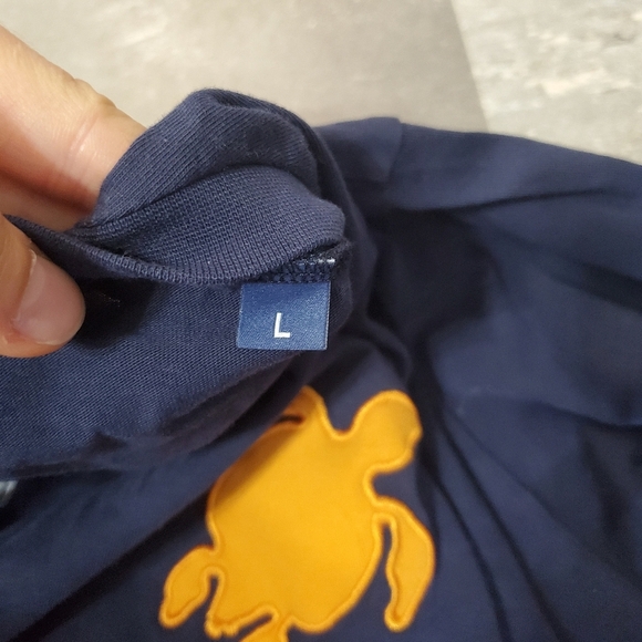 Vilebrequin Cotton Long Sleeve Shirt. Navy Blue. Orange Embroidery Turtle. Men L - Picture 3 of 9